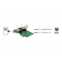 Karta Sieciowa Delock PCI Express X1 2x RJ45 1Gb Śledź Low Profile