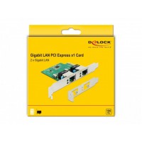 Karta Sieciowa Delock PCI Express X1 2x RJ45 1Gb Śledź Low Profile