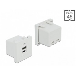 Gniazdo 45x45 230V Ładowarka 1x USB-A + 1x USB-C 2.1A Easy 45 Delock