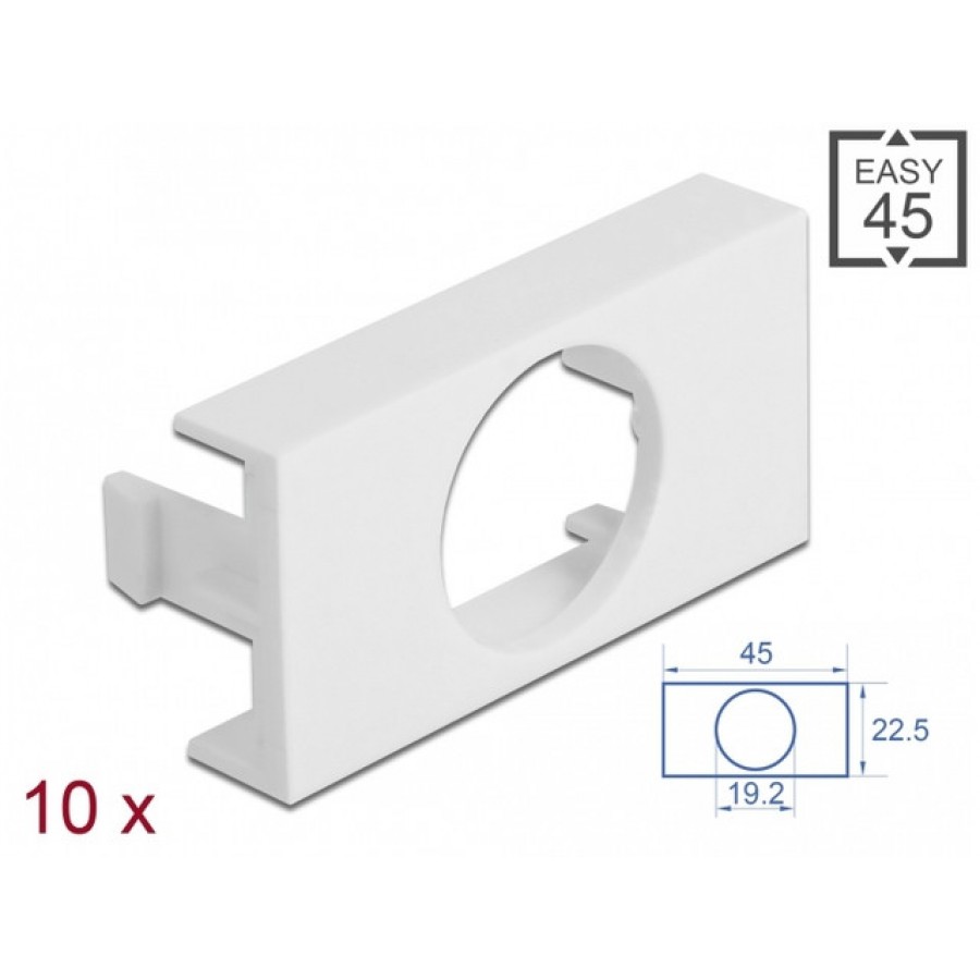 Panel Modułu Easy 45 Otwór Kolisty 19.2 mm 45x22.5 mm 10 Sztuk Biały Delock