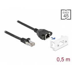 Patchcord Kat.6a S/Ftp Lszh 0.5m Czarny Moduł Easy 45 Delock