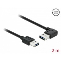 Kabel USB-A M/M 2.0 2m Easy-USB Kątowy Lewo/Prawo Czarny Delock