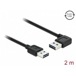 Kabel USB-A M/M 2.0 2m Easy-USB Kątowy Lewo/Prawo Czarny Delock