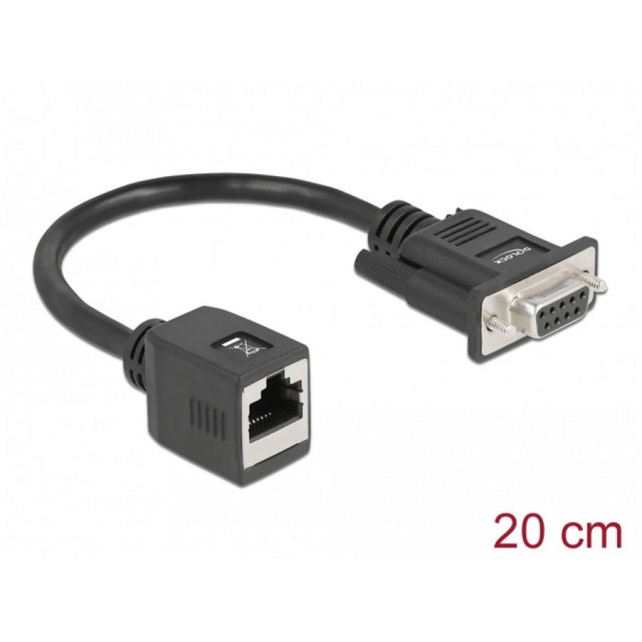 Adapter DB-9(Com)(F)->RJ45(F) Na Kablu 20cm Czarny Delock