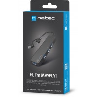 Hub USB-C 3.0 Natec Mayfly 4-Porty Czarny + Adapter USB-A