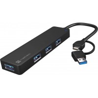 Hub USB-C 3.0 Natec Mayfly 4-Porty Czarny + Adapter USB-A