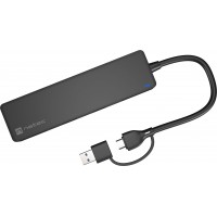 Hub USB-C 3.0 Natec Mayfly 4-Porty Czarny + Adapter USB-A