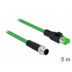 Kabel M12 4 Pin D-Coded(M)->RJ45(M) 5m Zielony Delock