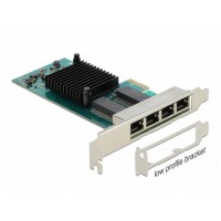 Karta Sieciowa Delock PCI Express X1 4x RJ45 1Gb Śledź Low Profile