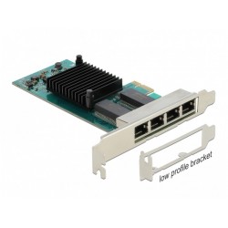 Karta Sieciowa Delock PCI Express X1 4x RJ45 1Gb Śledź Low Profile