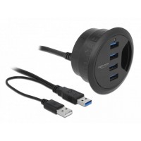 Hub USB 3.0 Delock 4-Port USB-A Do Montażu W Blacie Biurka Śr. 60mm