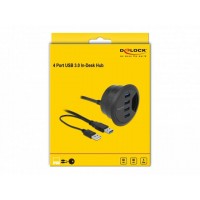 Hub USB 3.0 Delock 4-Port USB-A Do Montażu W Blacie Biurka Śr. 60mm