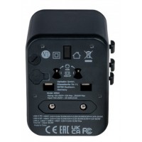 Adapter Zasilania Uniwersalny 100-250V EU, USA, Japonia, Australia, UK + 1x USB/1x USB-C Verbatim