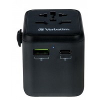 Adapter Zasilania Uniwersalny 100-250V EU, USA, Japonia, Australia, UK + 1x USB/1x USB-C Verbatim