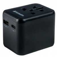 Adapter Zasilania Uniwersalny 100-250V EU, USA, Japonia, Australia, UK + 1x USB/1x USB-C Verbatim