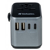 Adapter Zasilania Uniwersalny 100-250V EU, USA, Japonia, Australia, UK + 2x USB, 3x USB-C Verbatim