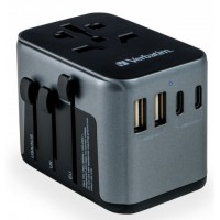 Adapter Zasilania Uniwersalny 100-250V EU, USA, Japonia, Australia, UK + 2x USB, 3x USB-C Verbatim