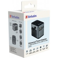 Adapter Zasilania Uniwersalny 100-250V EU, USA, Japonia, Australia, UK + 2x USB, 3x USB-C Verbatim