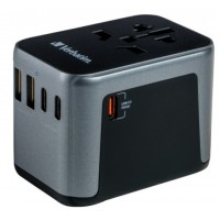 Adapter Zasilania Uniwersalny 100-250V EU, USA, Japonia, Australia, UK + 2x USB, 3x USB-C Verbatim