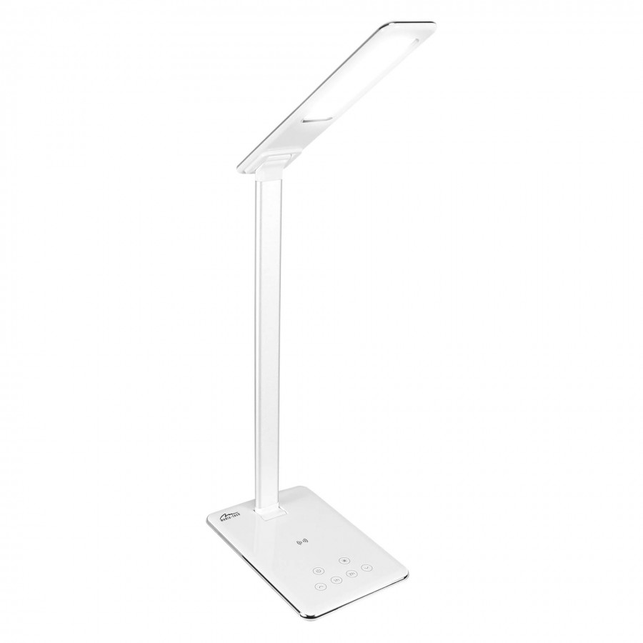 WIRELESS CHARGING LAMP MT221 - Energooszczędna lampka biurkowa LED z wbudowaną bezprzewodową ładowarką, biała