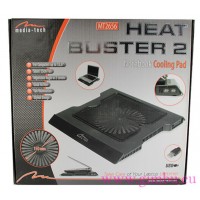 HEAT BUSTER 2 - Podstawka chłodząca laptop 15,6", wentylator 16cm, dwa kąty nachylenia, wyłącznik