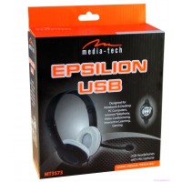 EPSILION USB - Słuchawki stereo z mikrofonem, pilot na kablu, USB