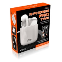 R-PHONES TWS PRO MT3593 - Słuchawki douszne  Bluetooth 5,0 TWS, powerbank-ładowarka z akumulatorem i magnetycznym złączem, białe