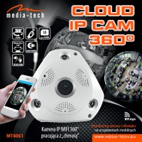 CLOUD IP CAM 360  -Kamera IP WIFI 360 stopni, pracująca z "chmurą". Monitoring na urządzeniach mobilnych.