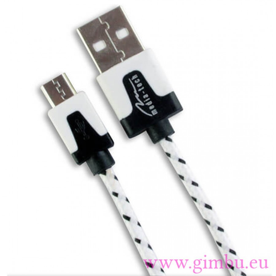 MICRO USB CABLE - Kabel zasilający oraz transmisyjny do urządzeń mobilnych, USB A > micro USB, 2m biały