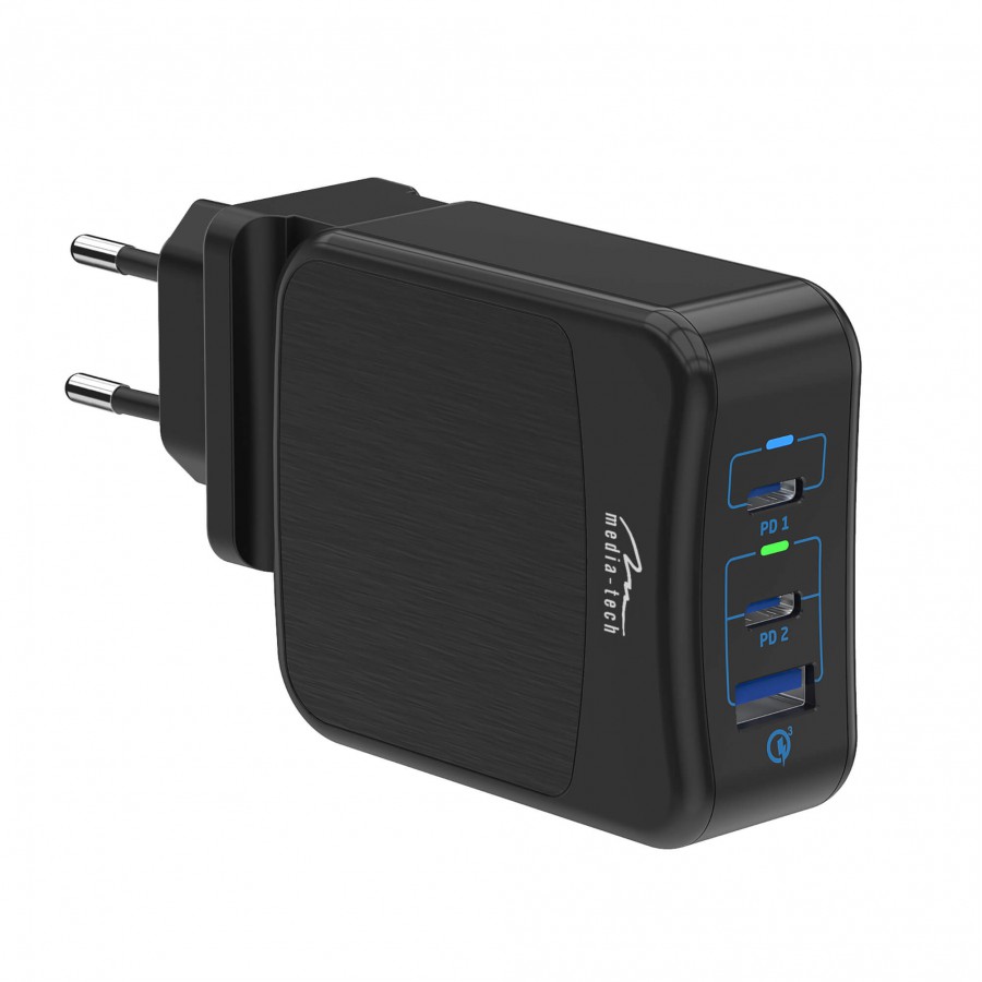 USB-C PD SMART POWER ADAPTOR MT6252 - Automatyczny, uniwersalny zasilacz 65W USB-C PD dla mobilnych urządzeń, USB-C i USB-A