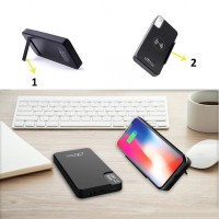 WIRELESS CHARGING POWERBANK MT6353 - Przenośne źródło energii z opcją ładowania bezprzewodowego, 10000 mAh, wyświetlacz, podpórka