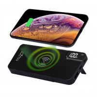 WIRELESS CHARGING POWERBANK MT6353 - Przenośne źródło energii z opcją ładowania bezprzewodowego, 10000 mAh, wyświetlacz, podpórka