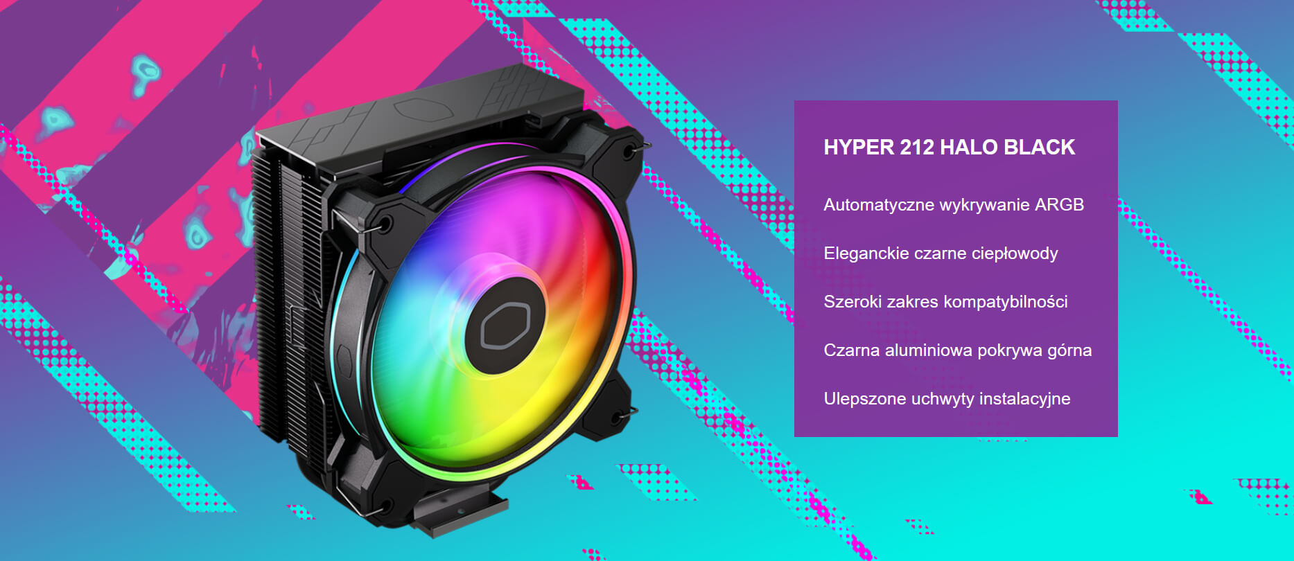 Chłodzenie CPU Cooler Master Hyper 212 Halo ARGB Czarny Z LGA1700 & AM5 PWM RR-S4KK-20PA-R1