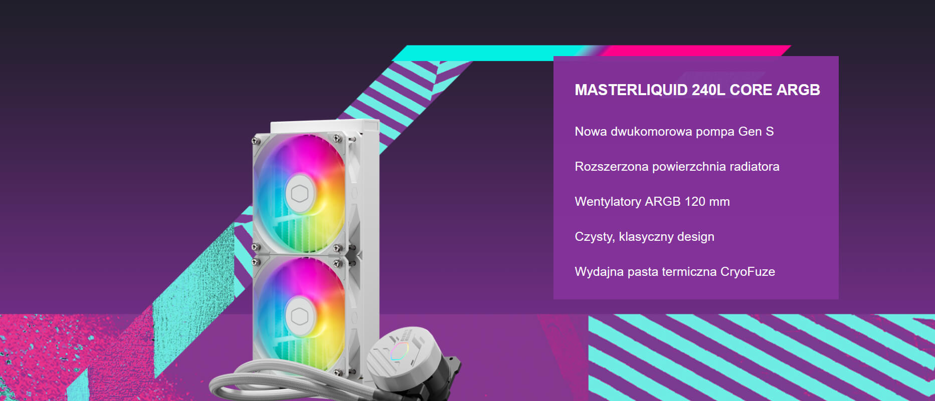 Chłodzenie Wodne Cooler Master Masterliquid 240l Core ARGB Białe MLW-D24M-A18PZ-RW