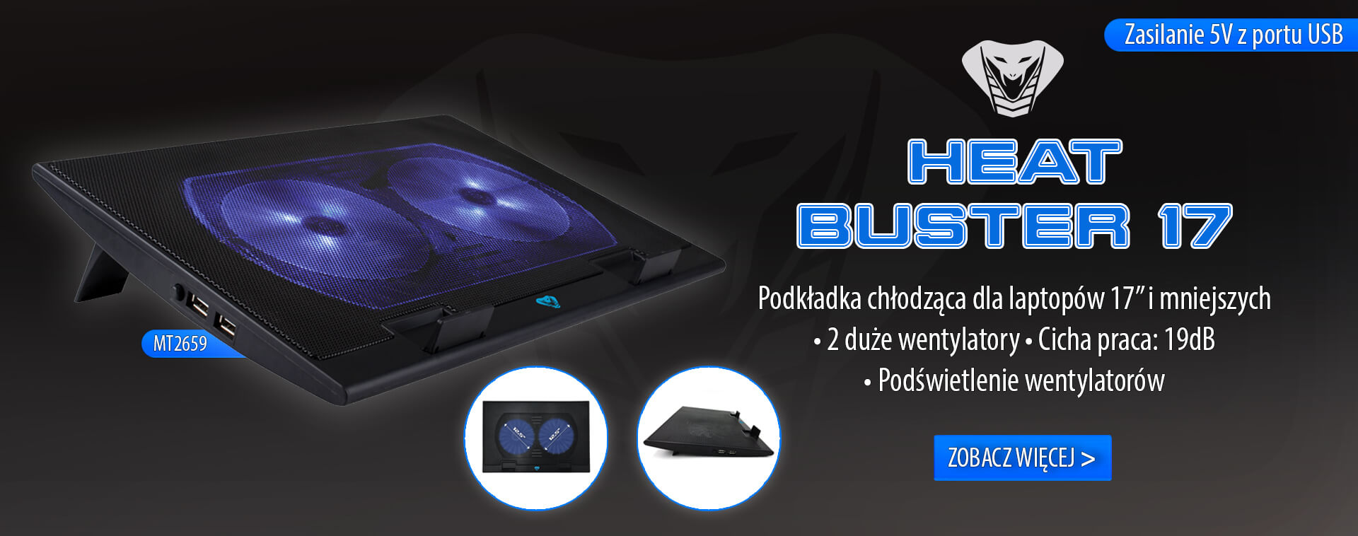 HEAT BUSTER 17 MT2659 - Podkładka chłodząca dla laptopów do 17" 