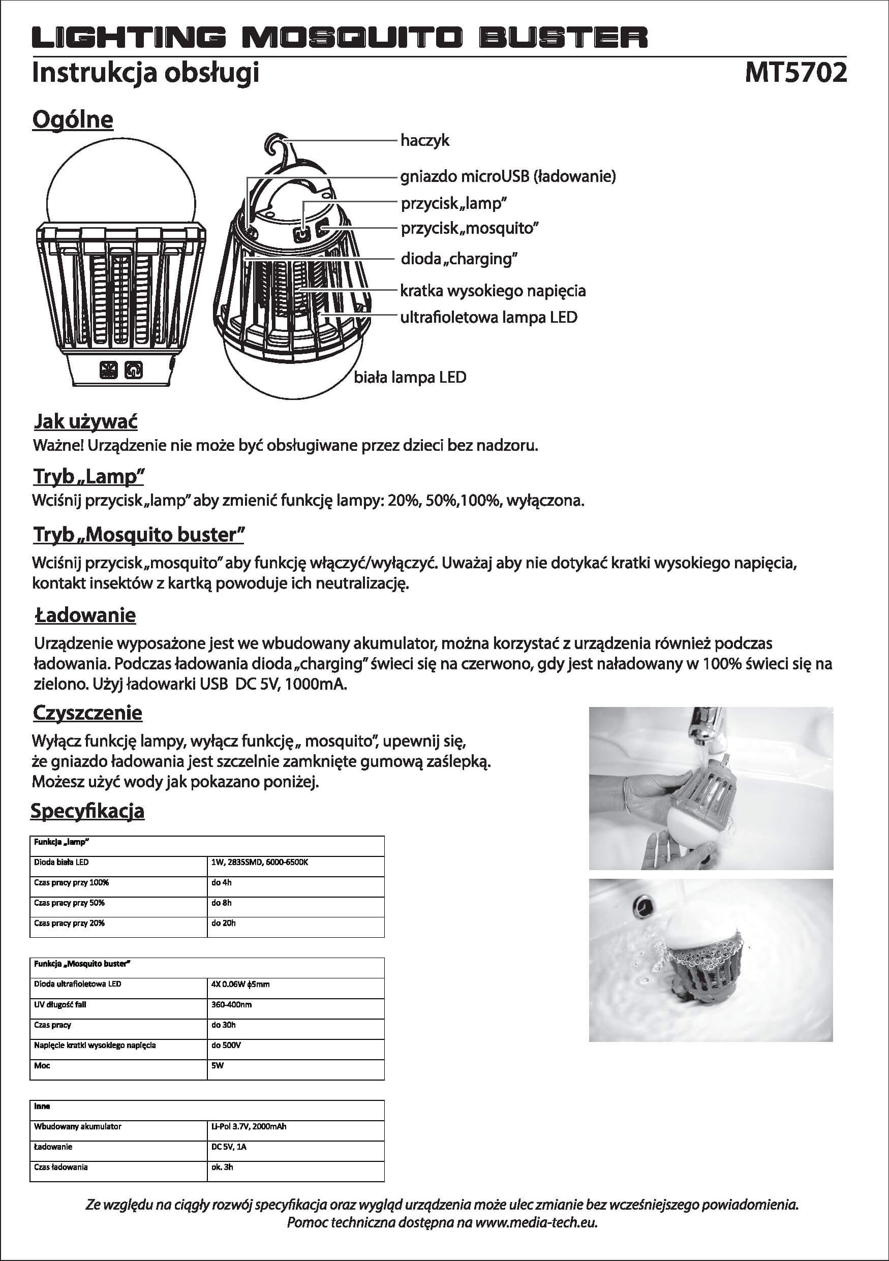 LIGHTING MOSQUITO BUSTER MT5702 MT5702 instrukcja